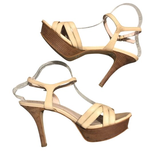 Vince Camuto Paden Platform Sandals Strappy Open Toe Leather Beige 10 - Picture 6 of 11